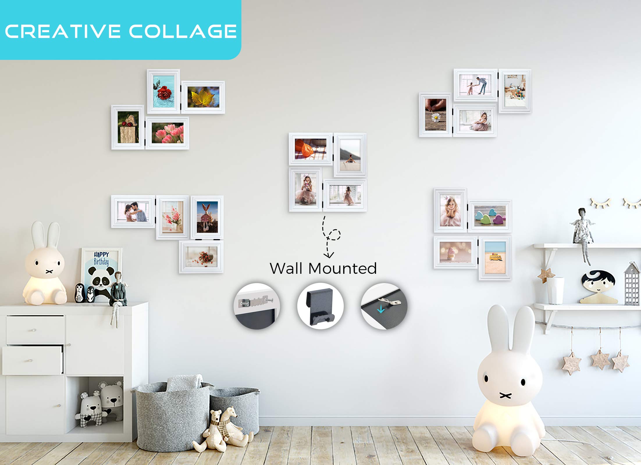 JD Concept Vertical Horizontal Combo, Double 5x7 White Wood Hinged