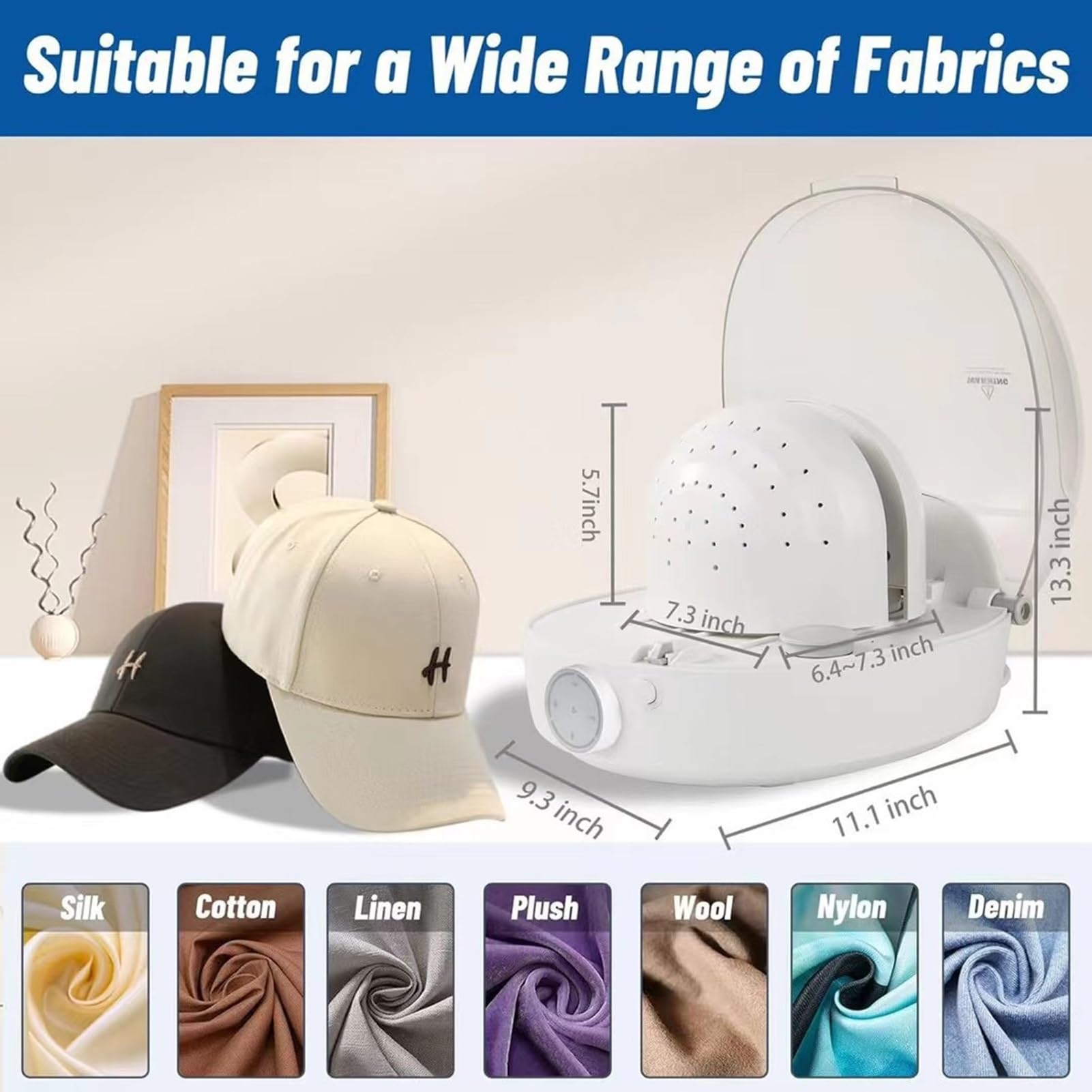 Limpiador y Secador Sombreros para Gorras Béisbol Pescador y Fieltro 4 Modos Planchado y Modelado 82 Boquillas 300ml 1000W Operación Automática Eficiente