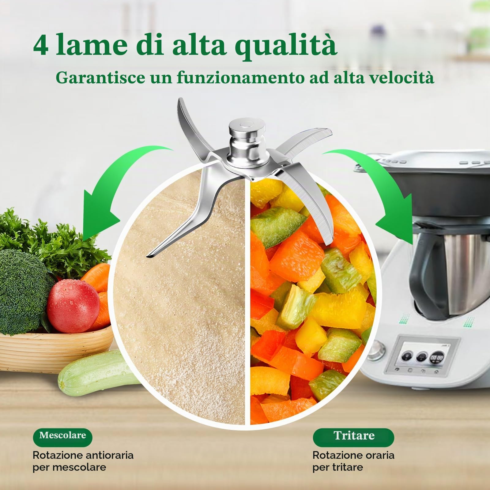 Gruppo Coltelli di Ricambio per Vorwerk Thermomix Bimby TM6 TM7 TM5 - Gruppo Lame Bimby TM6 TM5 in Acciaio Inox SUS420 - Lama per Ricambi Bimby TM6 TM5 - Accessori per Thermomix TM5/TM6/TM7