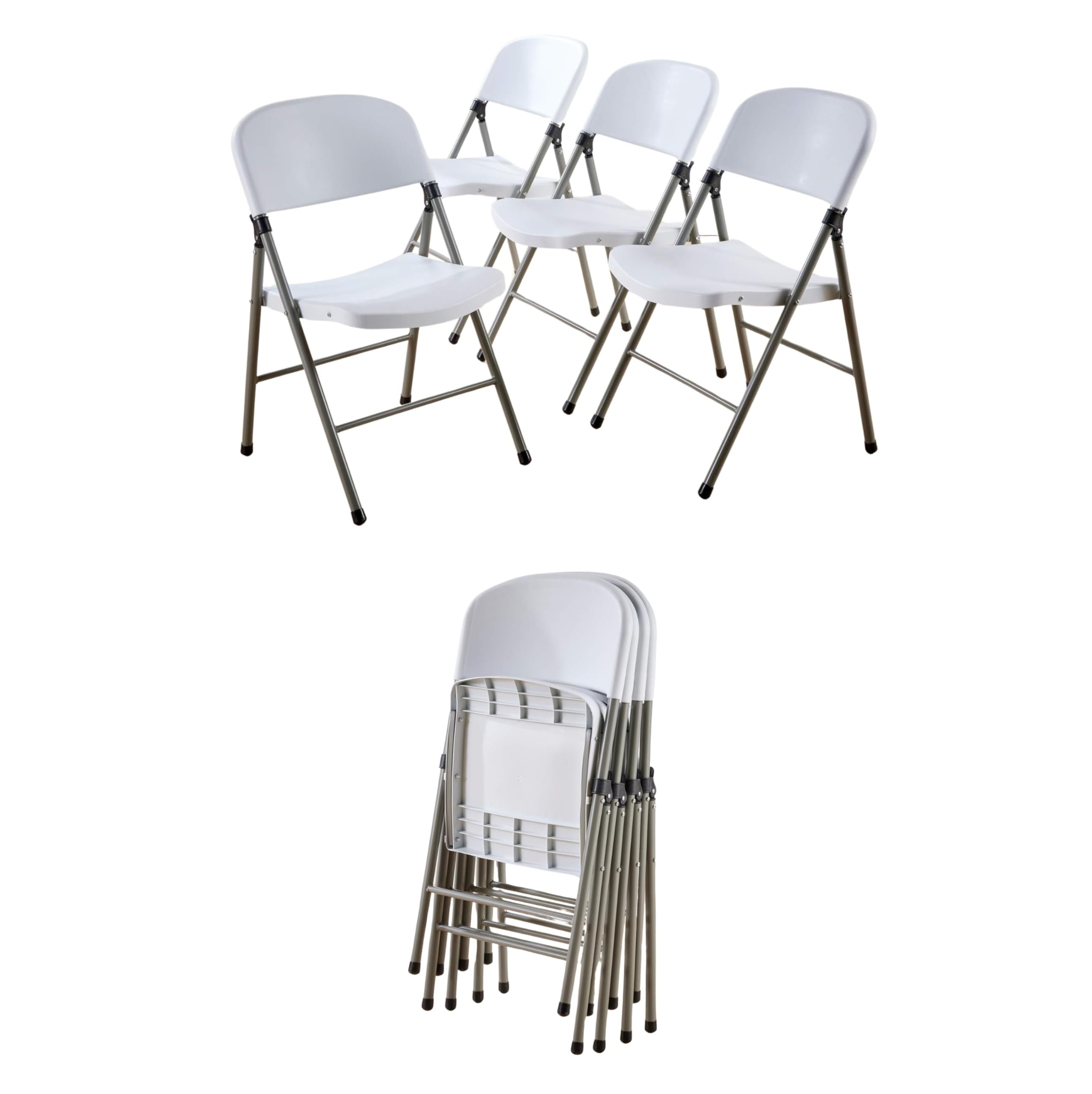 Home Source Set of 4 Foldable White Easy Carry Heavy Duty for Camping Caterin...