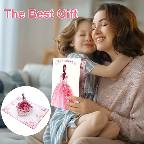 Miniatura 7 de Rotel Tarjeta de quinceañera, tarjetas de cumpleaños número 15 para regalos de quinceañera, tarjetas para quinceañeras de 15 años, número 15 centro