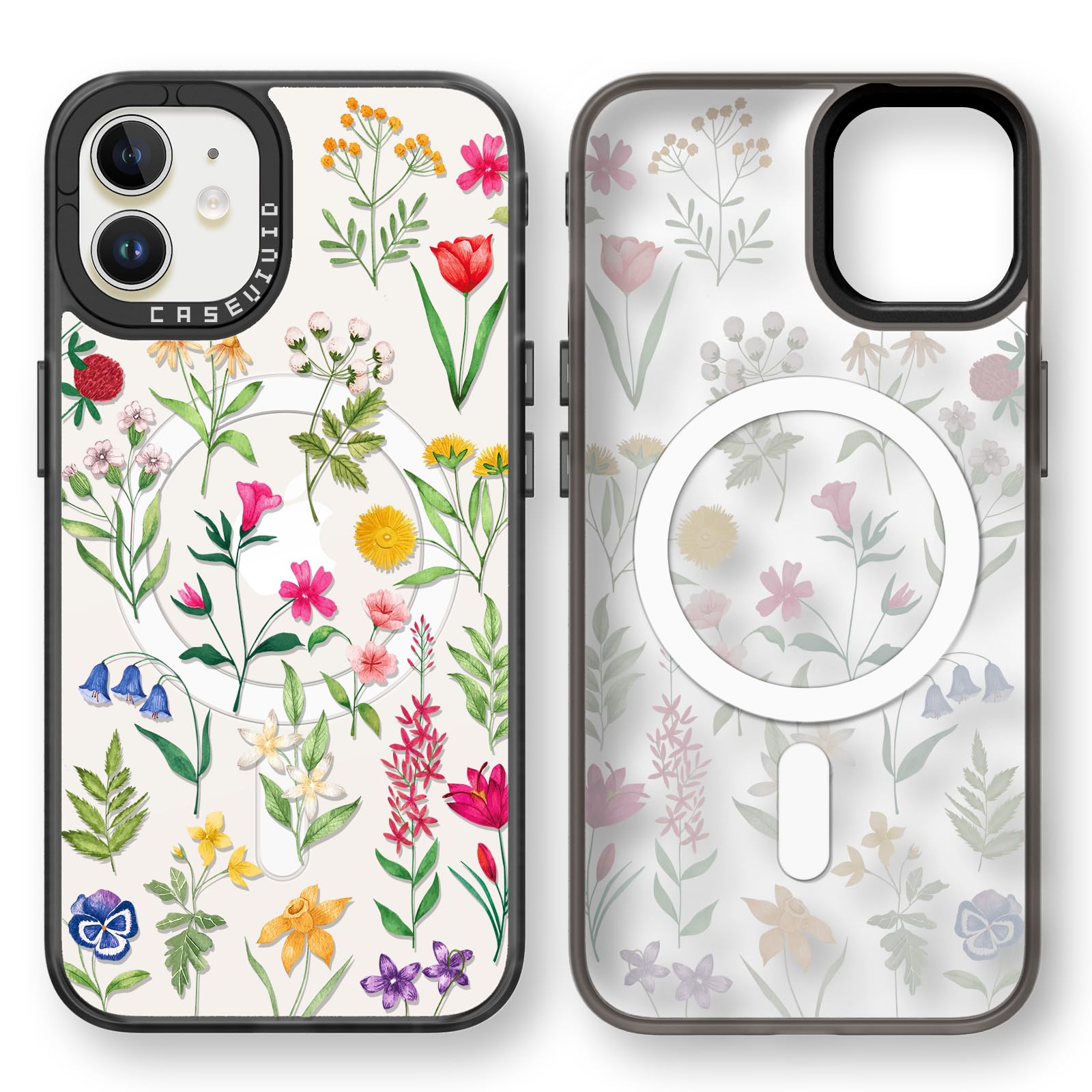 Magnetic for iPhone 11 Magsafe Case Cute Aesthetic - Durable Fashion Funny Phone Case - Girly Nature Flower Floral Pattern Print Cover Design for Woman Girl 6.1 inches Black