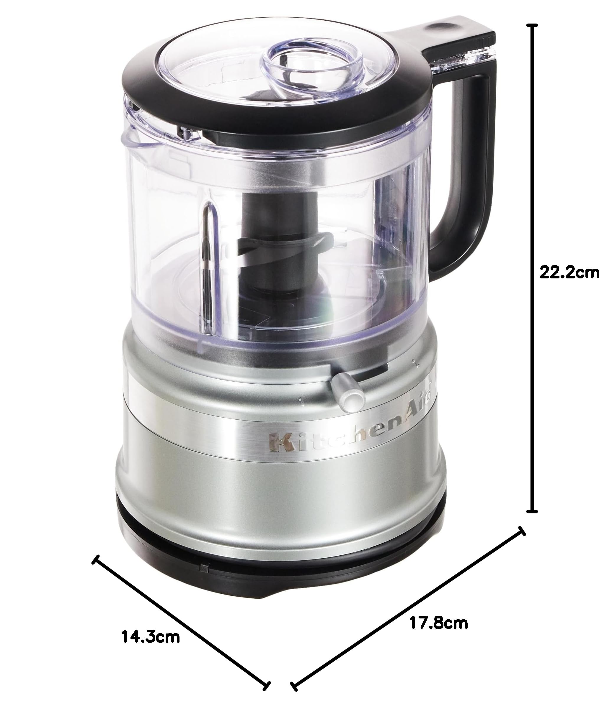 KitchenAid Mini Procesador de Alimentos 830ML, Picadora Eléctrica Compacta 2 Velocidades y Pulso, Ligera y Fácil de Limpiar, Contour Silver