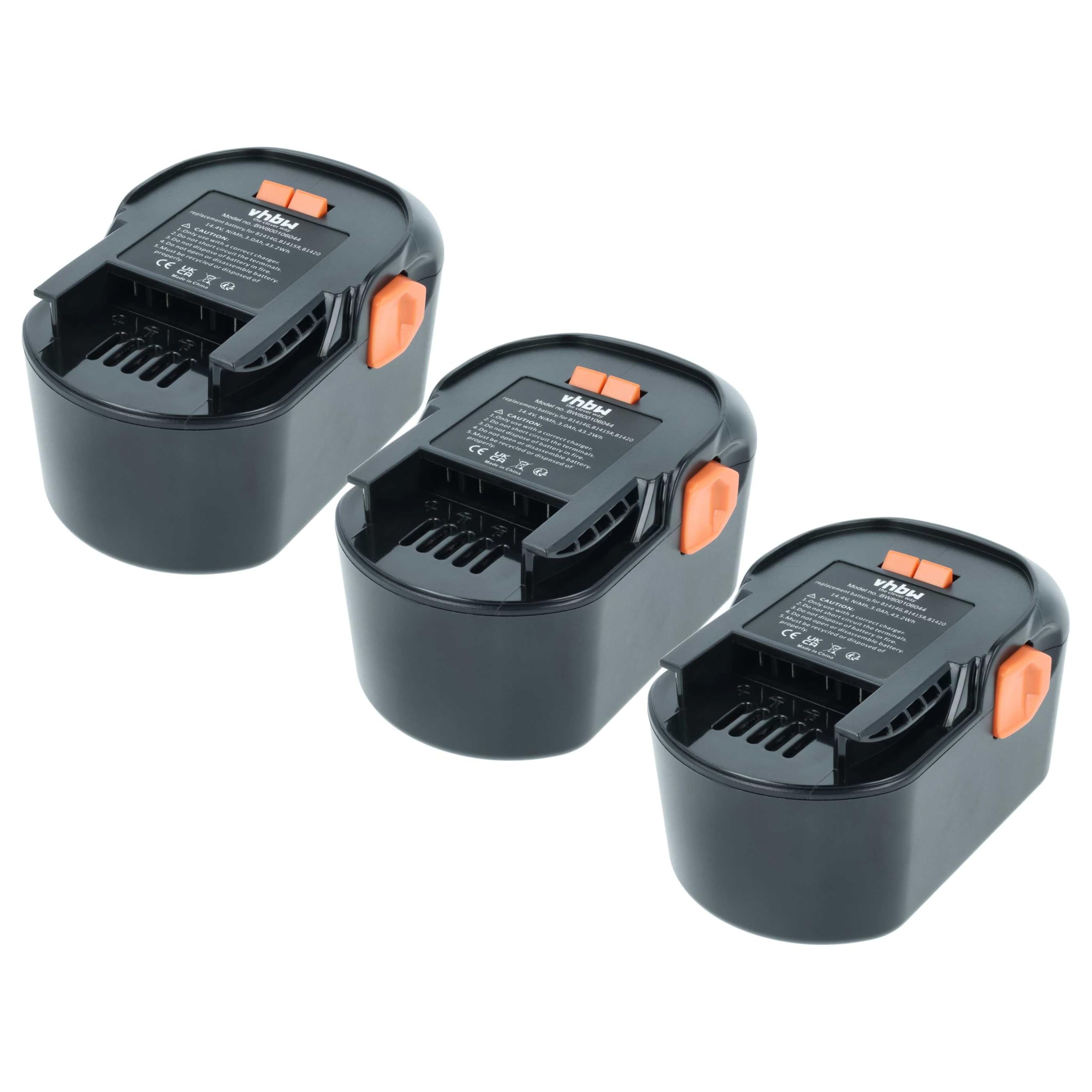 vhbw 3 x akumulator zamienny do Würth 0700980420, 0700980425 do narzędzi (3000 mAh, NiMH, 14,4 V)