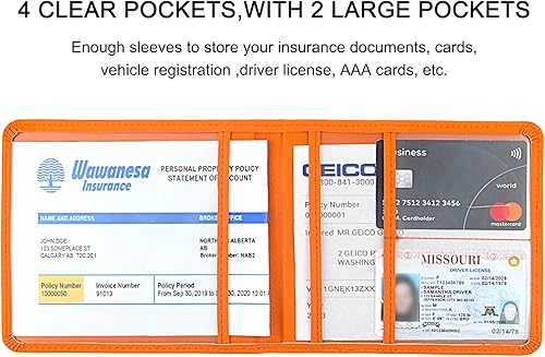 Miniatura 11 de Soporte para registro y seguro de automóvil, soporte de cuero para tarjetas de registro y seguro, organizador de guantera para vehículos