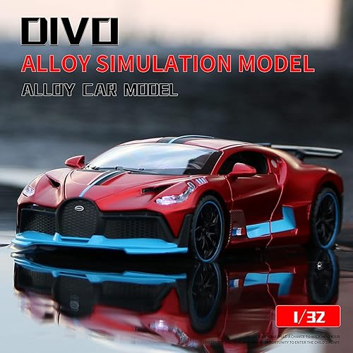 Miniatura 3 de 132 Bugatti Divo aleación de zinc pull back coche fundido a troquel juguetes electrónicos con luces y música, decorativo, mini vehículos juguetes