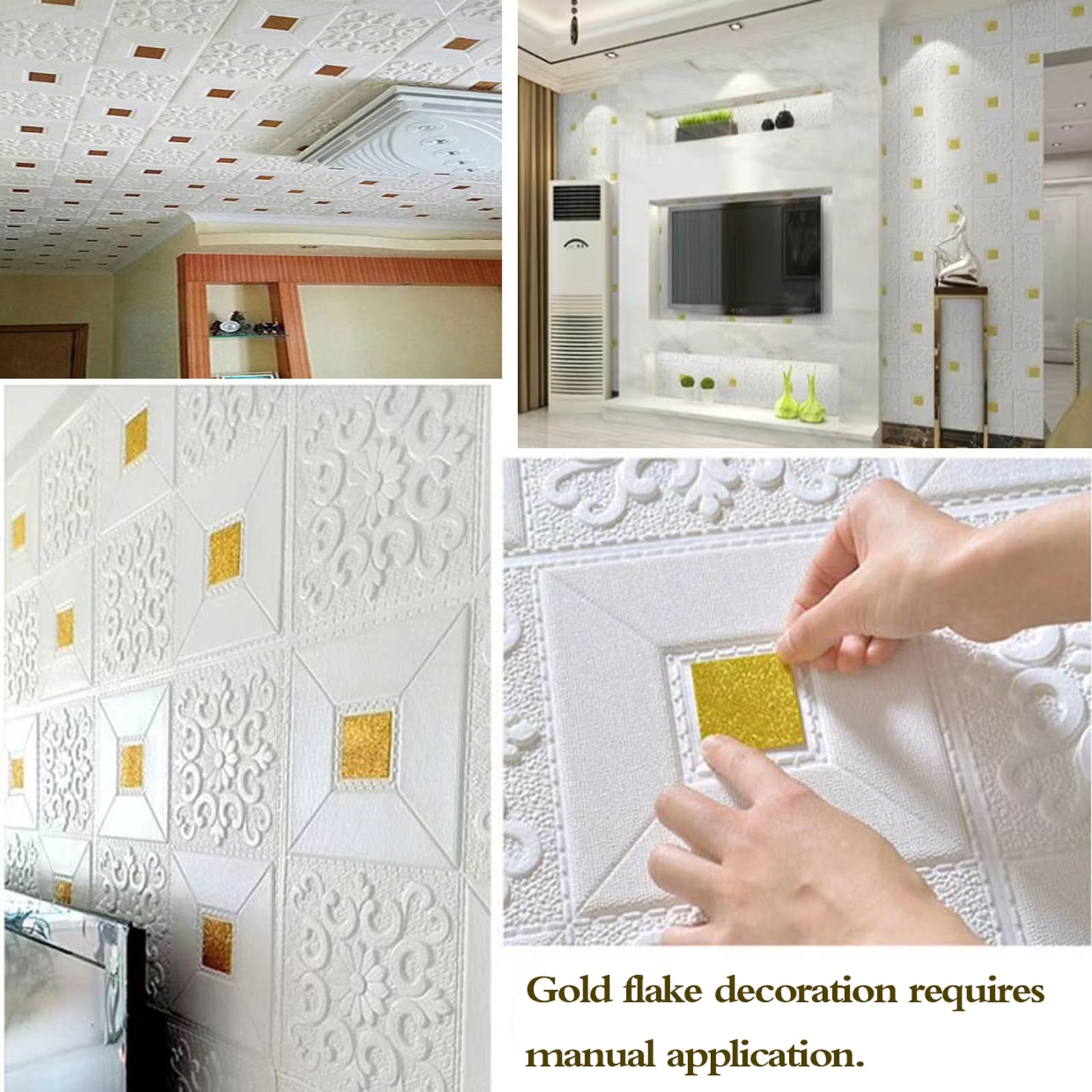 Techos Decorativos Sin Pegamento,Baldosas De Techo PVC Autoadhesivas,Paneles Suspendidos, Azulejos,Flexibles Y Resistentes A Grietas,Para Residencial/Baño/Cocina(Style a,50-pcs 35 * 35cm)