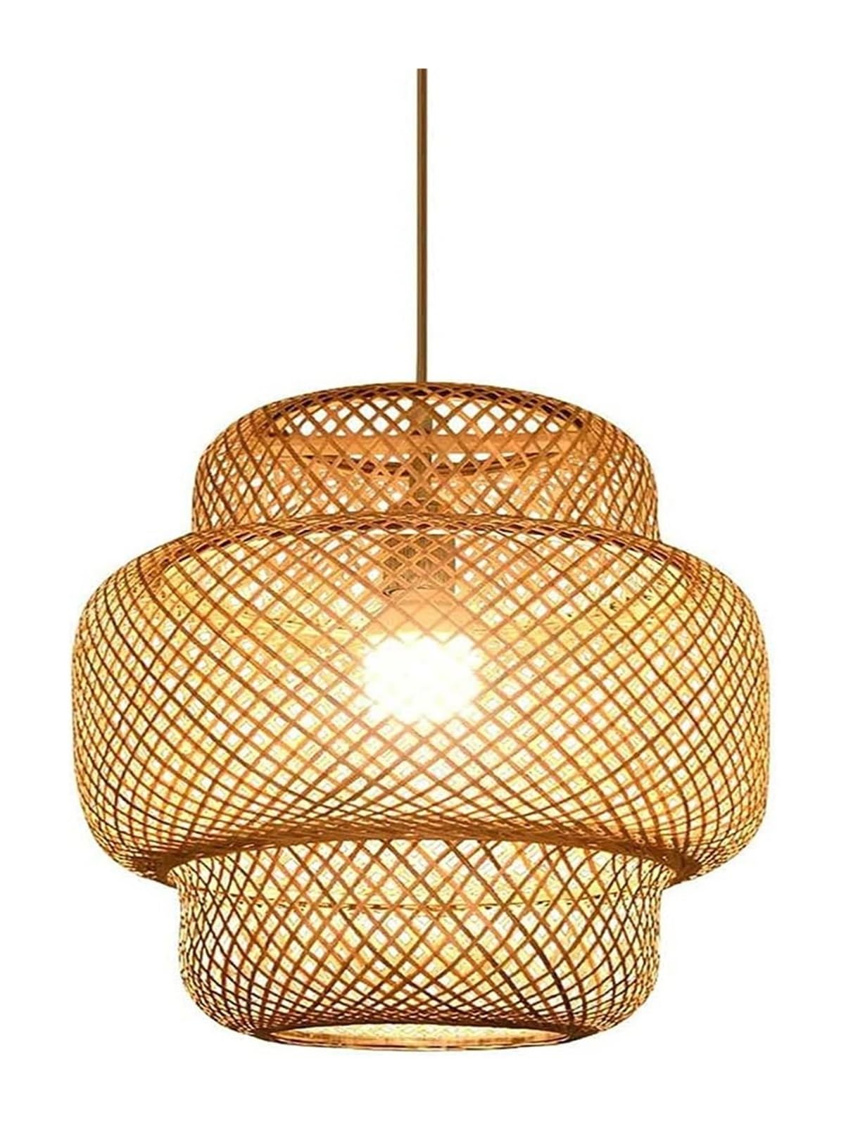 SXECAEPS Chandeliers Hand-Woven Wicker Basket Ceiling Hanging Lamp,for Living Room
