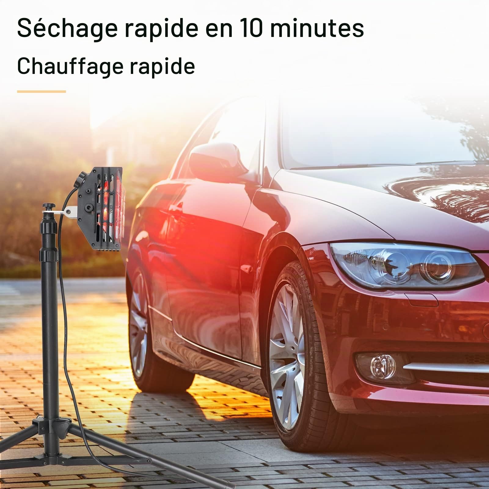 DATOUBOSS 2000W Lampe de Séchage de Peinture Infrarouge de Cuisson, Lampe de polymérisation de Peinture Infrarouge à Ondes Courtes réparation de carrosserie avec support et un timing intelligent