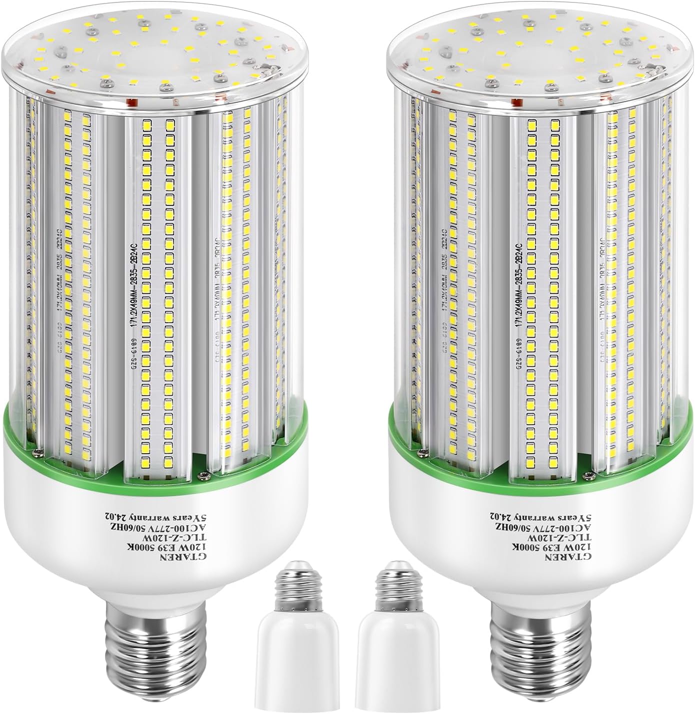 GTAREN 120W LED Corn Light Bulb 2pack,Replacement Metal Halide HPS CFL 500 Watt HID lamp,5000K E39 Mogul Base LED Corn lamp,for Area Lighting Wearehouse Factory Parking lot shoebox Bay Light