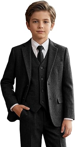 Suits for Kids Retro Tweed Herringbone Retro Tweed Herringbone Boy Suits Jacket 