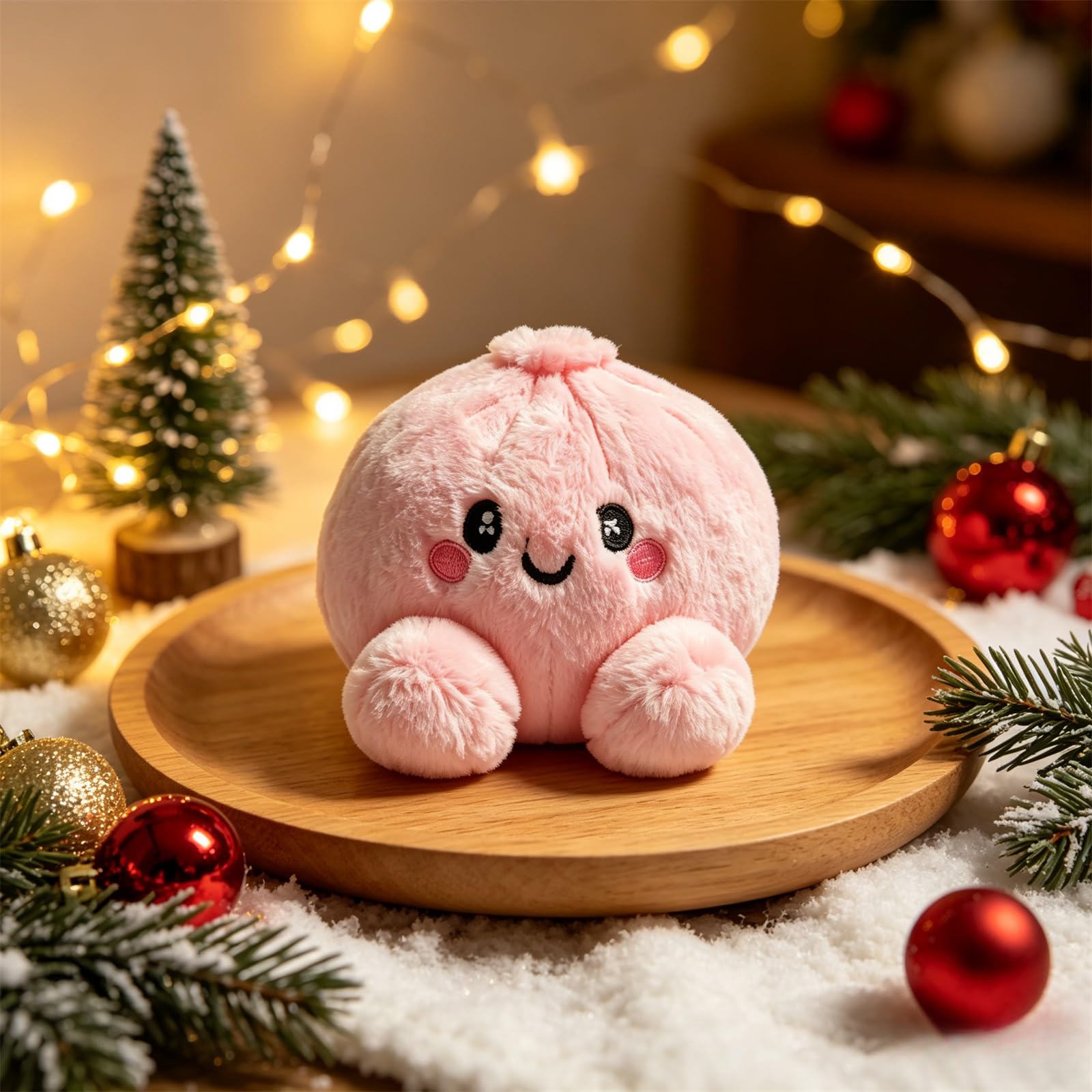 Filling Soft Dumpling Pillow,Cute Plush Stuffed Steamed Bun Pillow (Pink, 8cm)