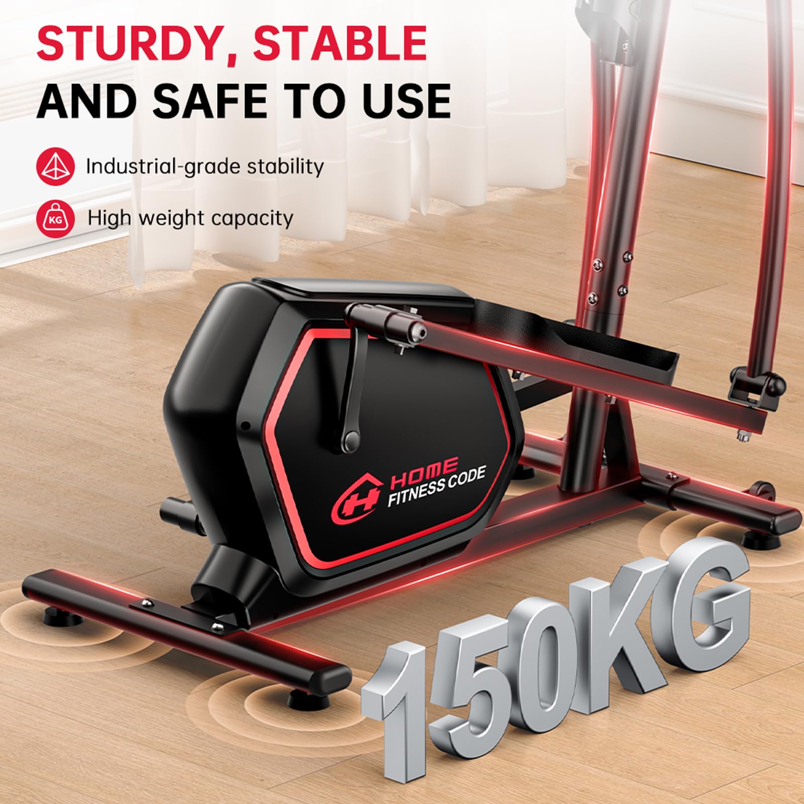 Vélo Elliptique Pliable, Vélo d’Appartement Compact, Cardio-Training à Domicile, 16 Niveaux de Résistance Magnétique, Écran LCD, Capteur de Pouls, Ultra Silencieux 30 DB, Charge 150 Kg