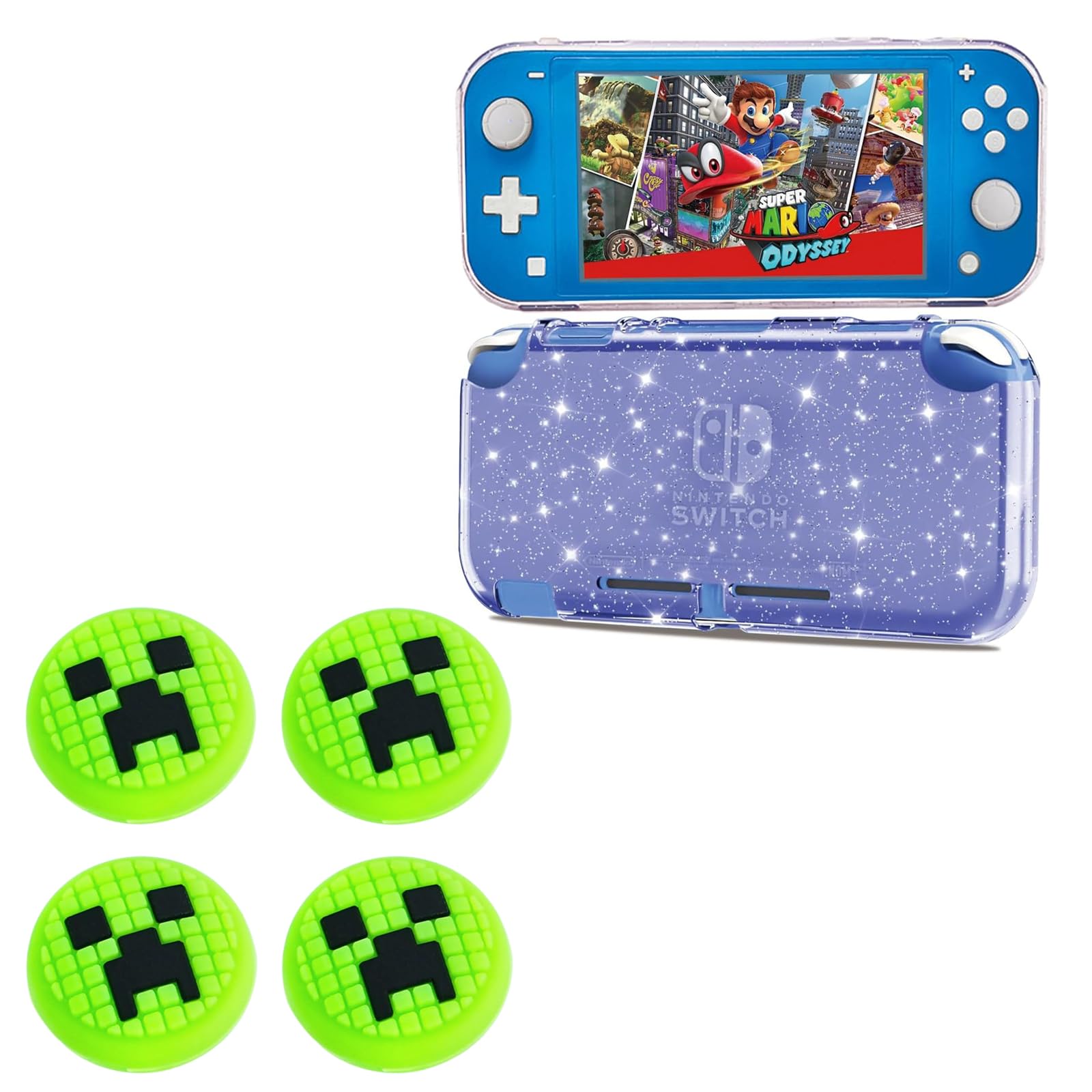 Switch Lite Case Glitter and 4 PCS Switch Lite Thumb Grips Caps