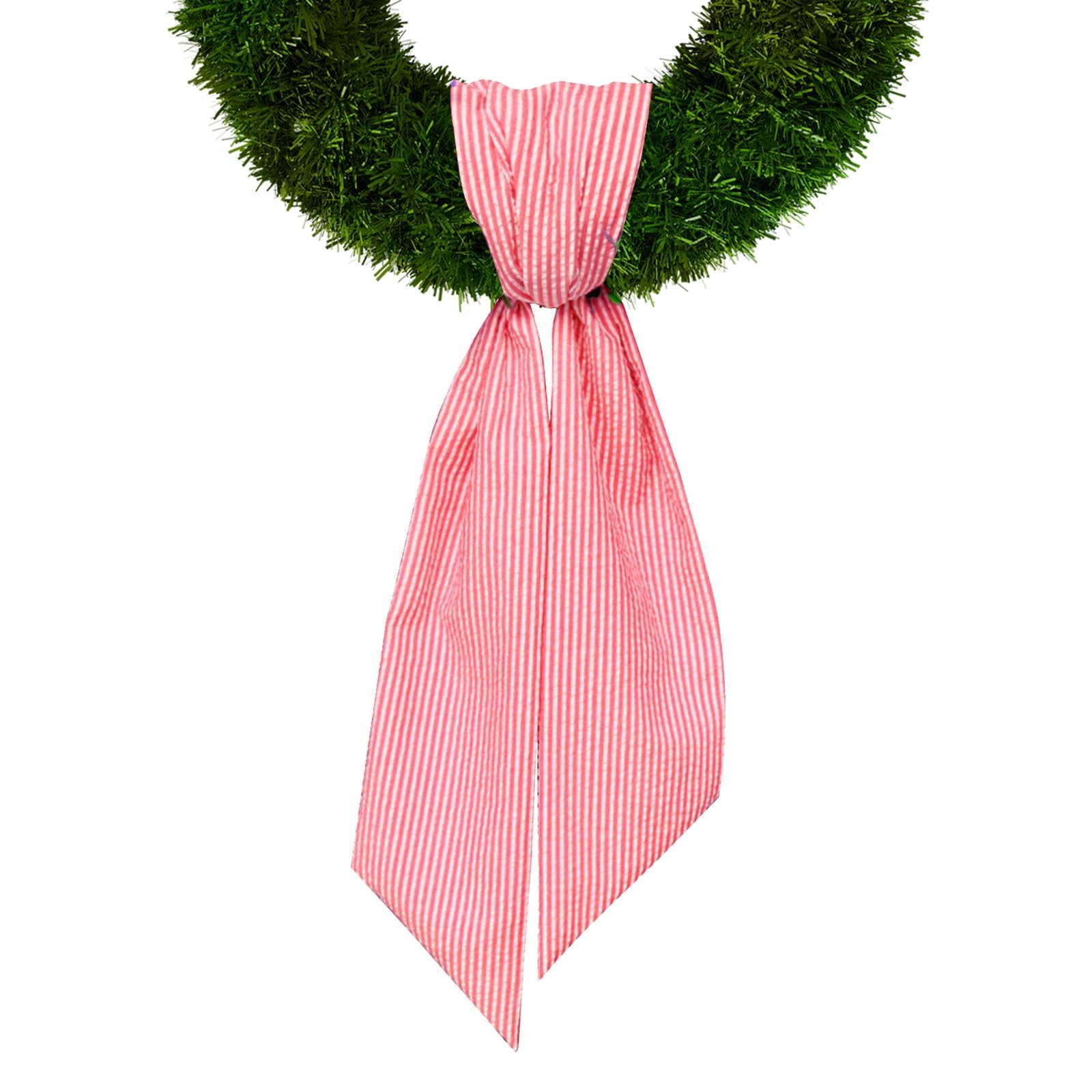 christmas wreath sash for front door red stripes seersucker sash holiday wreath accessories for home wedding birthday decorations