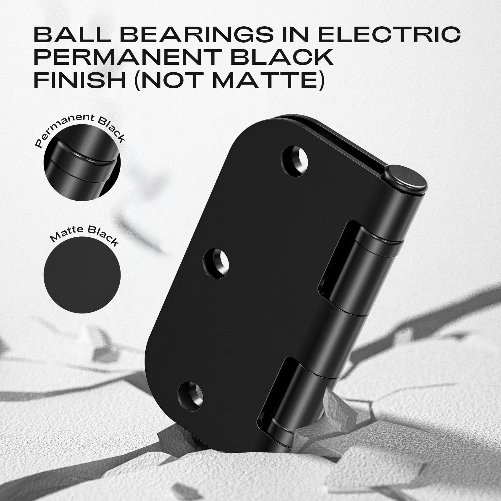 Rounded 24 Pack Black Door Hinges 3.5 Inch 5/8" Radius Ball Bearing — Amazon image 5