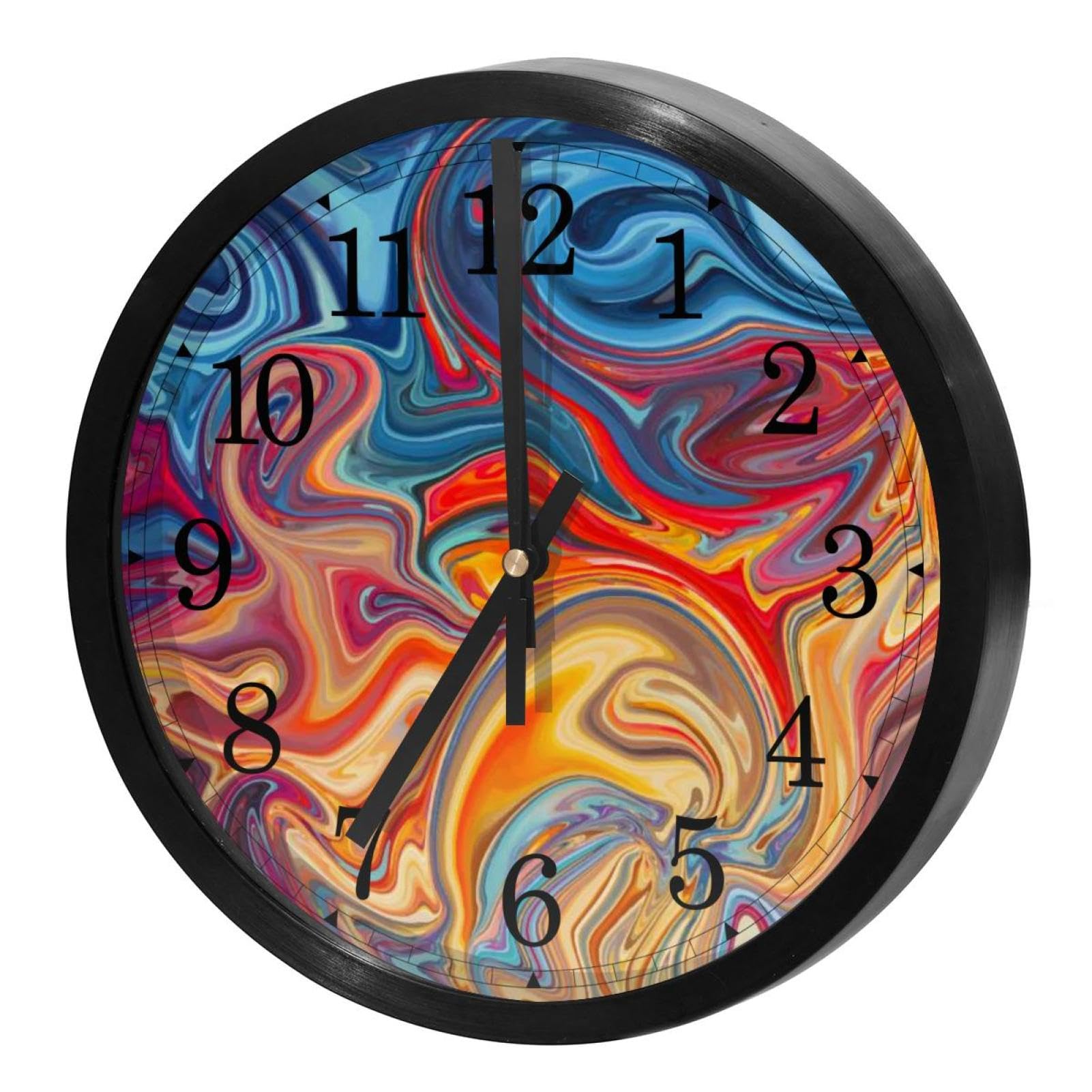 Horloge murale ronde motif marbre coloré pour embellir la cuisine et la maison au quotidien