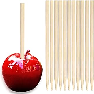 Nexboraque 1000 Pack 5.5 Inch Candy Apple Sticks, 6 mm Thick Semi Point Bamboo Skewers Natural Wooden Corn Dog Sticks for Caramel, BBQ, Lollipop, Corn Cob