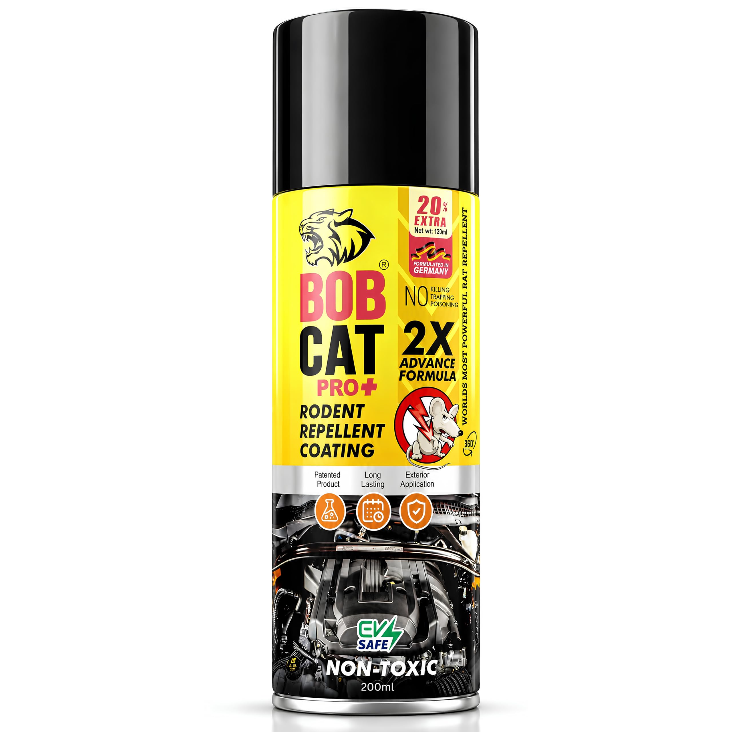 Shadow Securitronics BOB CAT Highly Effective No Entry Rat Repellent Spray for Cars| Rodent Spray| Anti Rat Spray |2X Advance Formula | Rat No Entry in Cars/Bike/Track | Non- Toxic Rat Repeal Spray | Pack of 1 (Black, 200 ml)-image-37