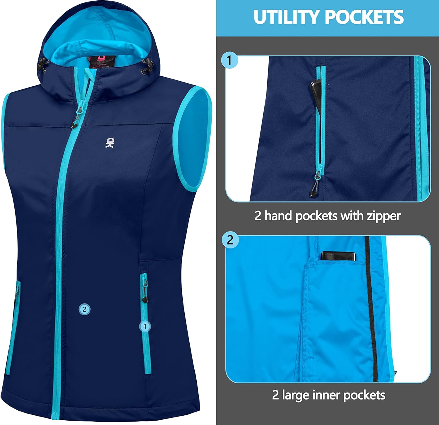 Little Donkey Andy Women's Lightweight Softshell Vest, Windproof Sleeveless Jacket for Running Hiking Travel - Image 6
