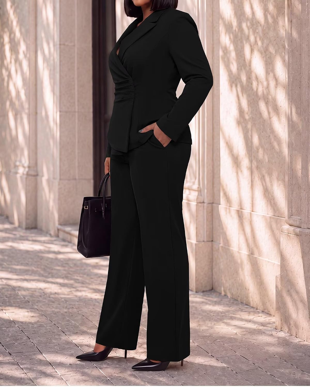 CXXQ Women's Plus Size Business Casual Pant Suits 2 Piece Set Pantsuits