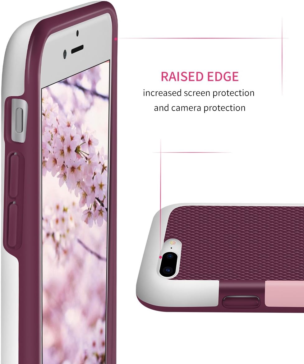 iPhone 7 Plus Case, GOSHELL Ultra Hybrid Impact 3 Color Shockproof Anti-Scratch Protective Bumper Case Flexible Slim Fit Durable Soft TPU & Hard PC Cover for Apple iPhone 7 Plus(5.5 Inch) - Wine Red