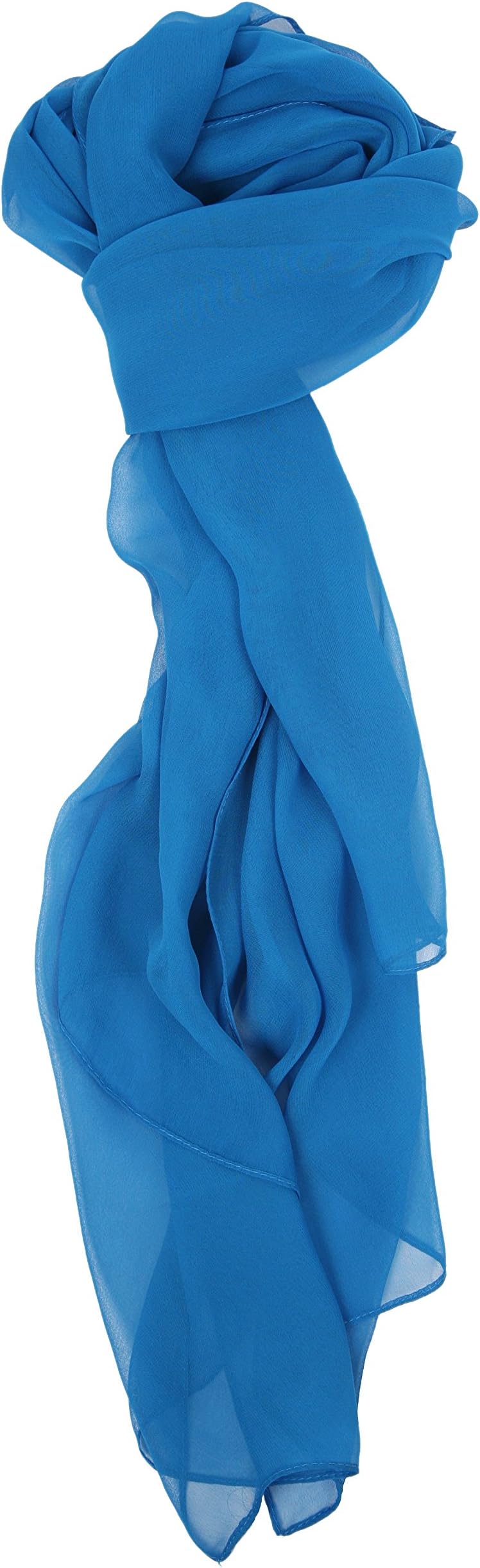 Modern, Chiffon Silk Blend Solid Color Oblong Scarf (One, 04-Denim Blue)