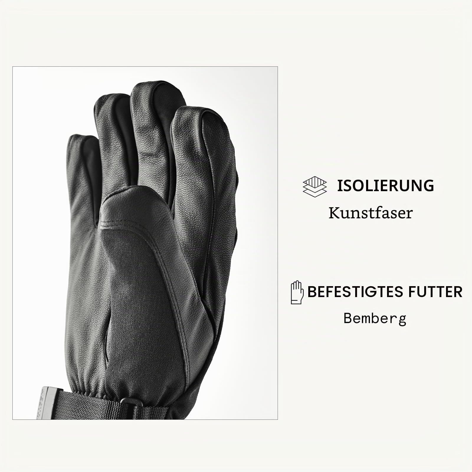Hestra Unisex CZone Mountain 5-Finger Handschuh Wasserdicht Winddicht Leder Alpin Skihandschuh für Damen & Herren