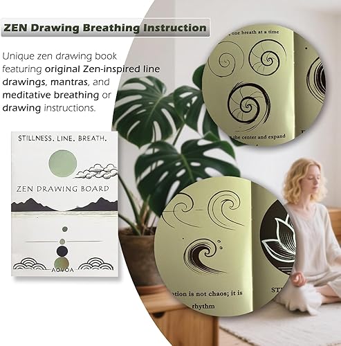 Miniatura 3 de AOVOA Tablero de meditación zen, pintura con agua para relajarse, atención plena y práctica de meditación, tablero de dibujo de agua sin tinta con 4