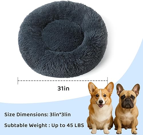 Miniatura 6 de Cama grande lavable en forma de dona para perros de tamaño mediano, suave y calmante para gatos, sofá suave y acogedor antiansiedad, cojín de felpa
