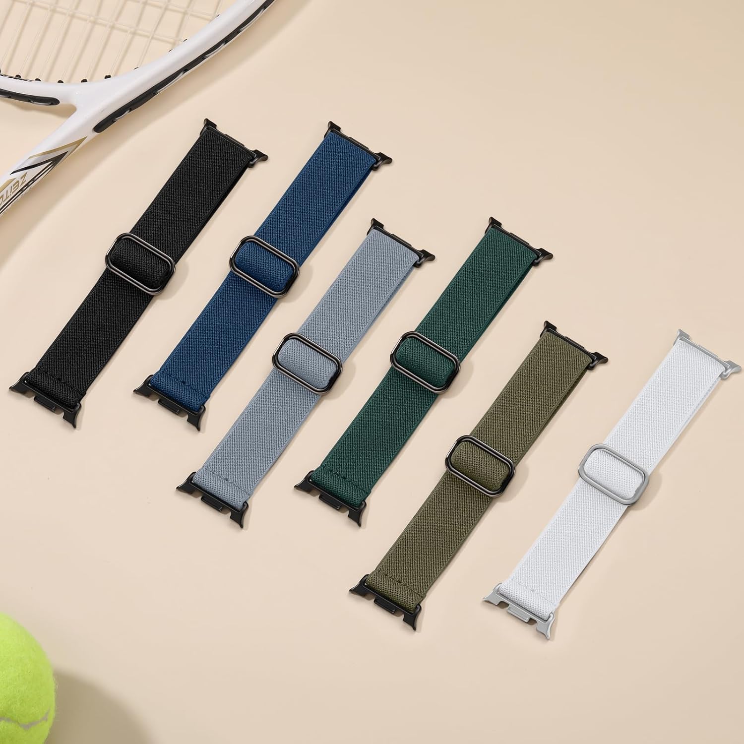 Easuny 6 Pack Stretchy Bands Compatible with Samsung Galaxy Watch 8 Band 40mm 44mm, Samsung Galaxy Watch 8 Classic 46mm Loop, Elastic Nylon Fabric No Gap Sport Strap Replacement for Women Men - Image 5