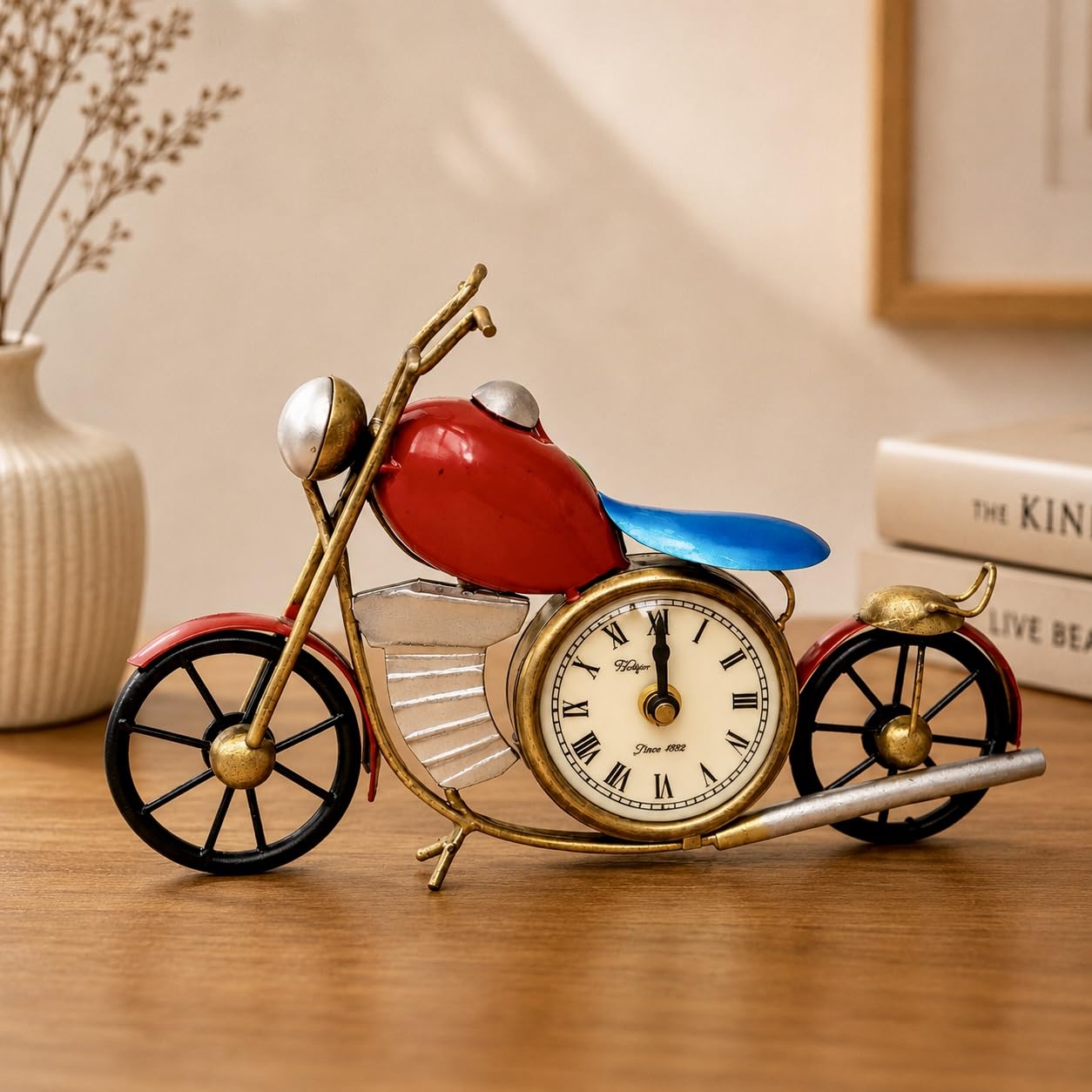 Handcrafted Motorcycle Metal Clock - Vintage Decor -1 Handcrafted Motorcycle Metal Clock - Vintage Decor -1