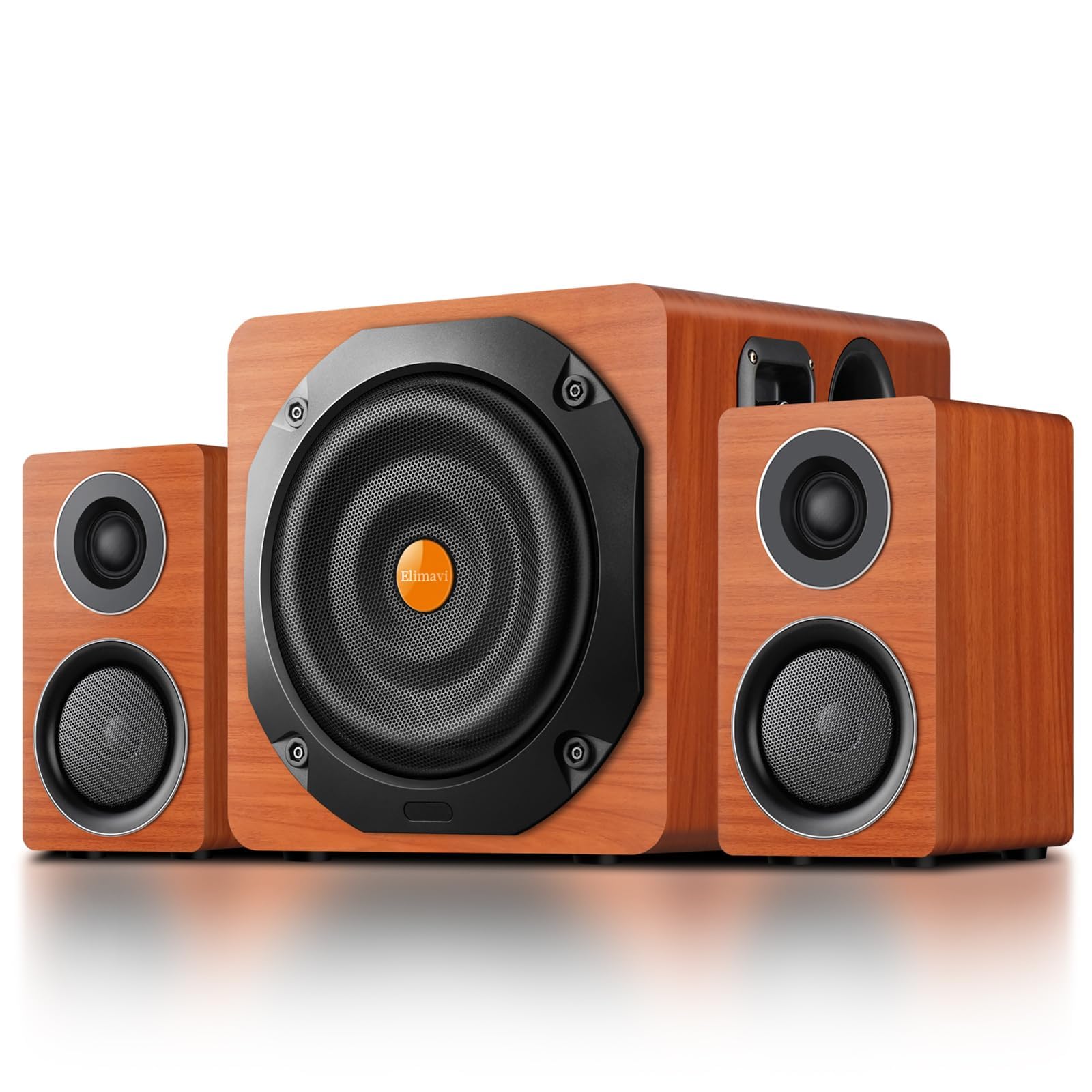 Enceinte Pour Platine Vinyle Elimavi Haut-parleurs D'ordinateur Avec Caisson De Basses Pour Bureau, Haut-parleurs PC 2.1 Avec Caisson De Basses De 5,5, Système Stéréo De Jeu Prenant En Charge Les Entrées Sans