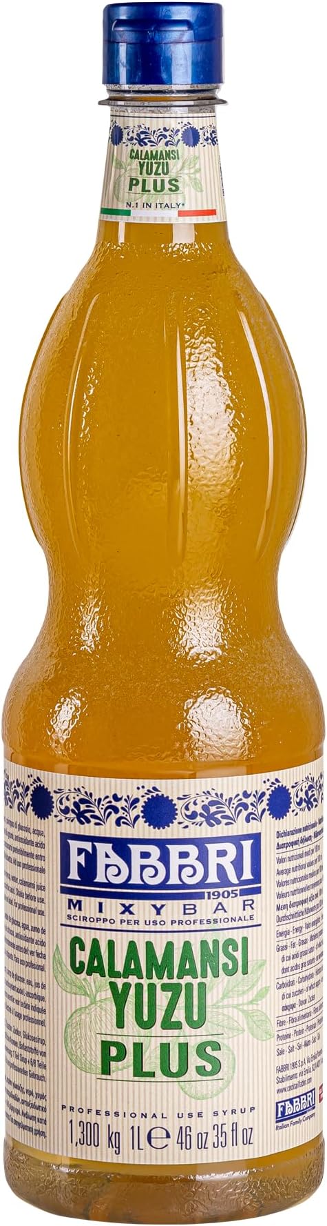 FabbriPremium Flavoring Syrup, Calamansi and Yuzu, New Enhanced Flavor, All Natural, Made in Italy, 33.8 Ounce (1 Liter)