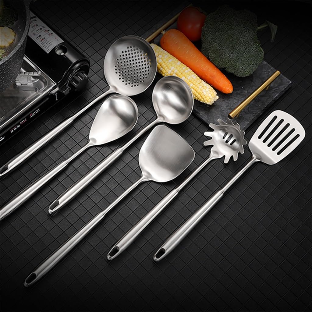 Spatola in Acciaio Inox, mestolo per zuppa, Imbuto, spatola per friggere, Set di Utensili da Cucina per la casa(