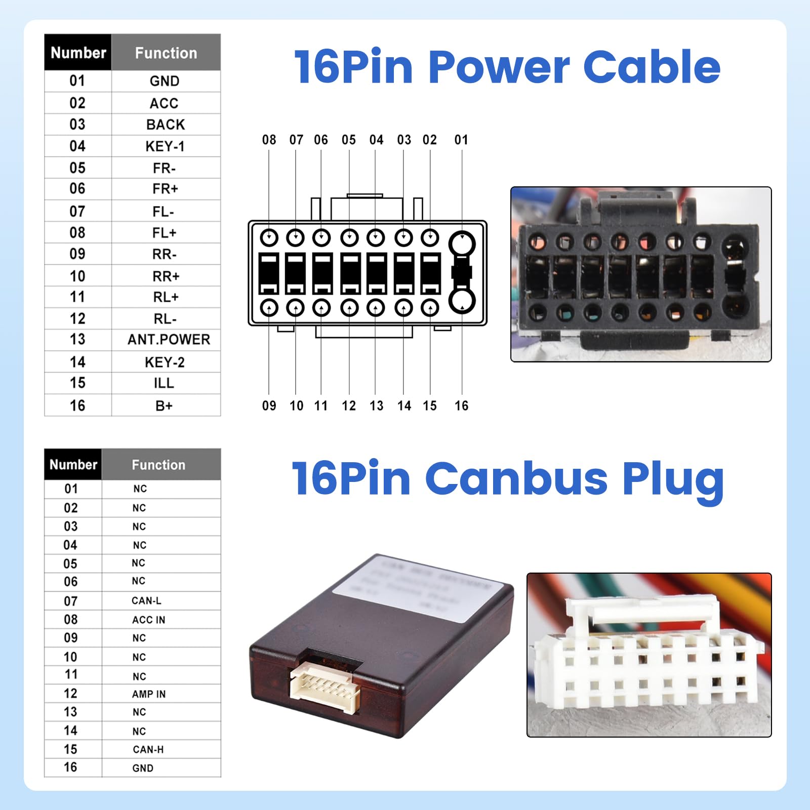 JBL - Cablaggio adattatore per autoradio Toyota, cavo di alimentazione 16 pin, plug and play | Cablaggio cavo di alimentazione – per Toyota Tundra RAV4 Camry Corolla Highlander Vios Yaris Sienna Hilux Prado Fortuner