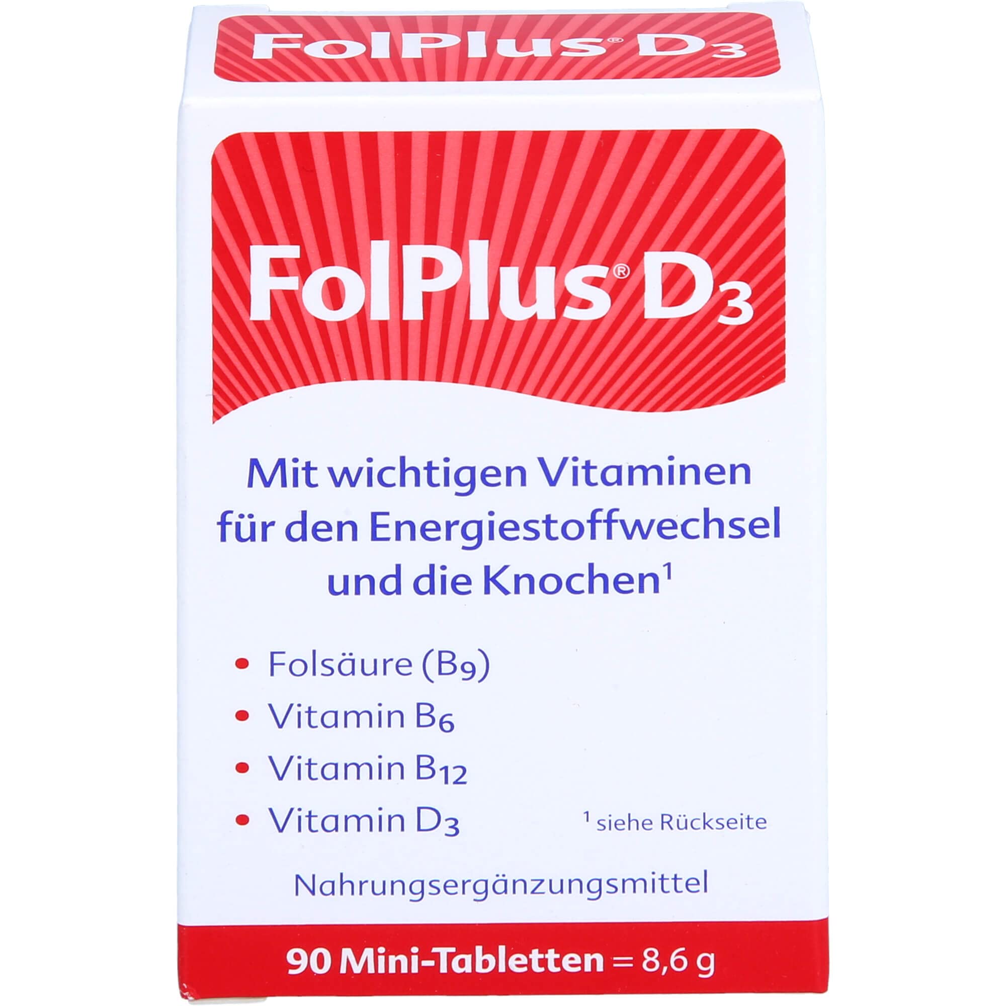Folplus Vitamin B + D3 – Gedächtnis, Nerven, Energie und Knochen (90 Stück)