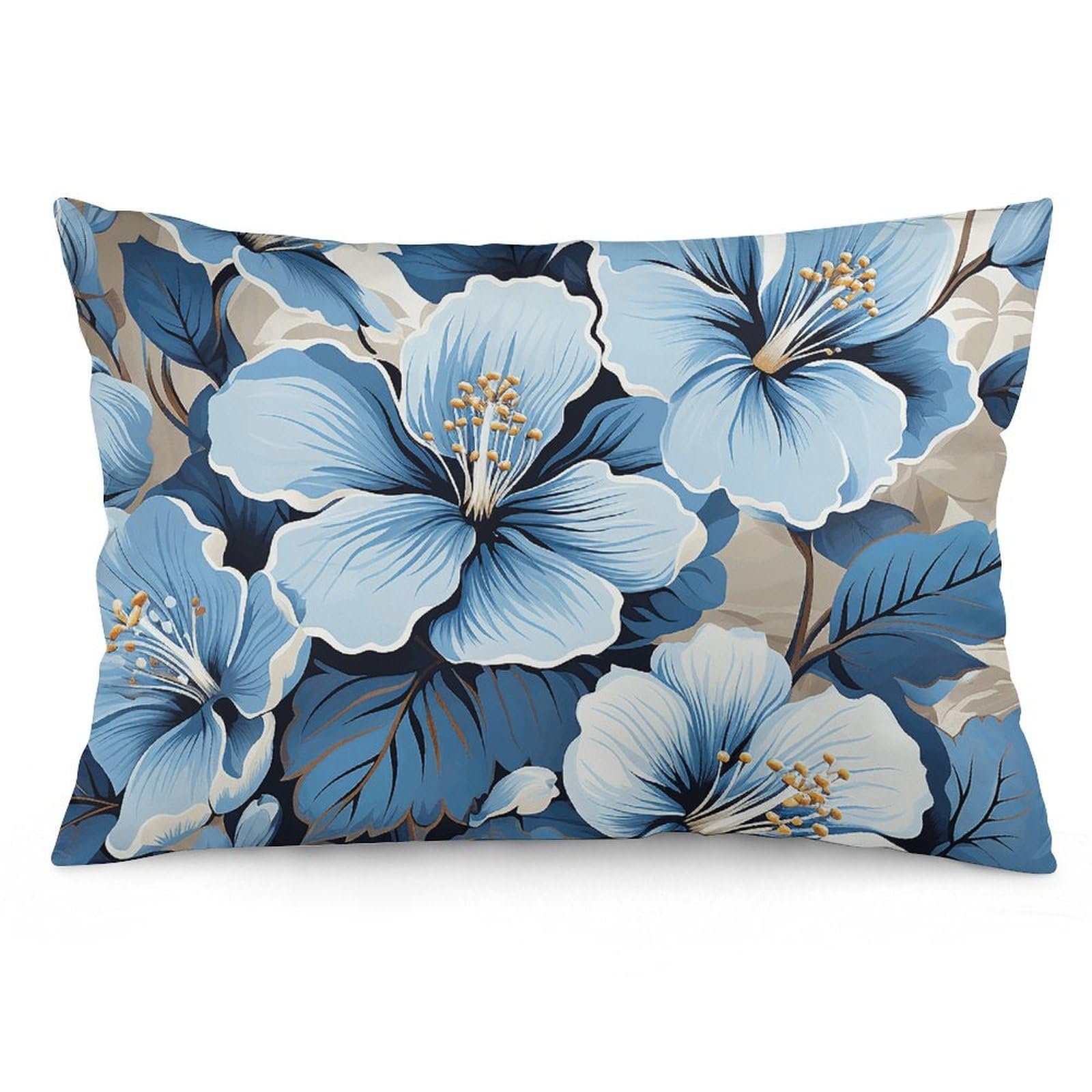 NTVOWPZO 2 Pack Decoration Throw Pillow Covers 16 "x24 Pillowcases Covers Blue Hibiscus Flower Pillowcases Modern Farmhouse Home Decor Sofa Cushions Covers for Couch Bed Living Room