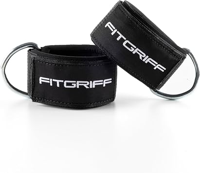 Fitgriff Ankle Straps V2 for Cable Machine (2 Pieces) - Gym Workout Equipment - Leg Pulley Attachment, Kickback Straps