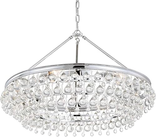 Calypso - Lámpara de araña cromada de 6 luces de cristal  Lámpara de techo  Candelabros para pasillo sala de estar vestíbulo casa de campo  Lámpara