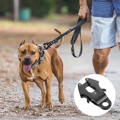 Miniatura 4 de Reginary 2 piezas de clip de rana clip para correa de perro para enlazar liberación rápida negro collar de mascota cierre de rana cable de correa de