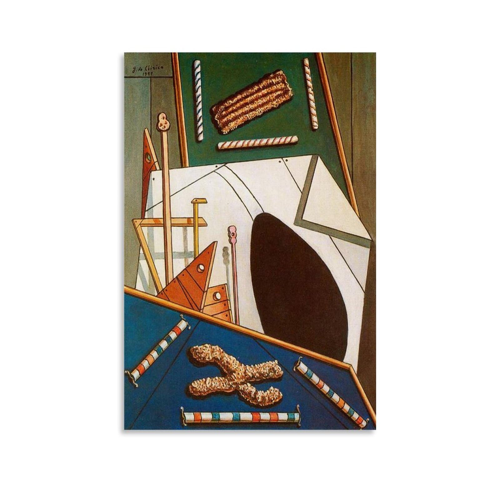 NgAnohGreat Metaphysical Interior -9 by Giorgio De Chirico Canvas Printed Poster Home Decor Wall Art Hanging Picture Print Bedroom Decorative Paintings Room Aesthetic 08x12inch(20x30cm)