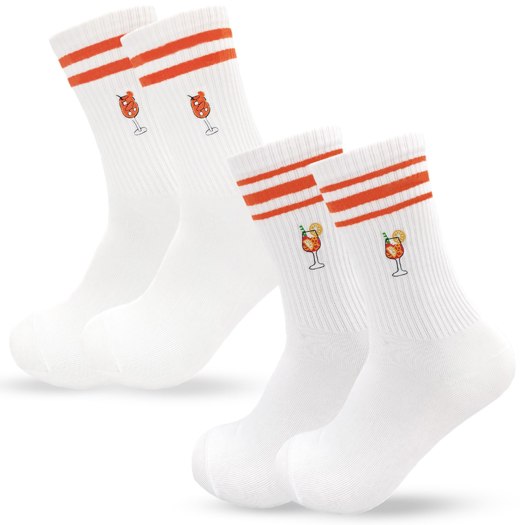 YeahBoom Bestickte Aperol Spritz Socken,Socken Aperol Spritz Damen,36-42 Atmungsaktive Sportsocken,aperol socken Damen,Weihnachten Lustige Tennissocken,Geschenk für Aperol-Liebhaber