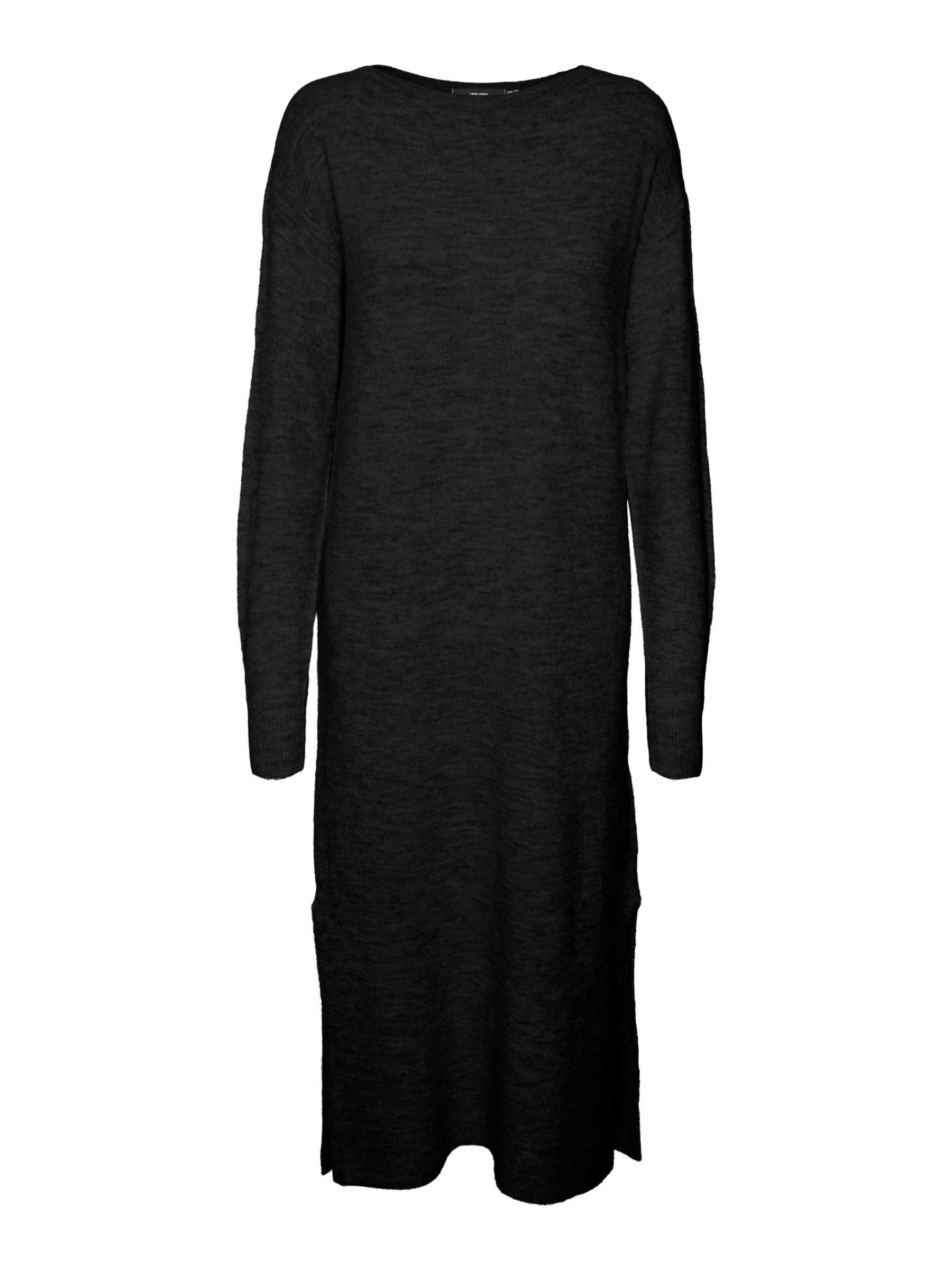 VERO MODA Women's Vmlefile Ls Boatneck Calf Dress Noos, Black, XS