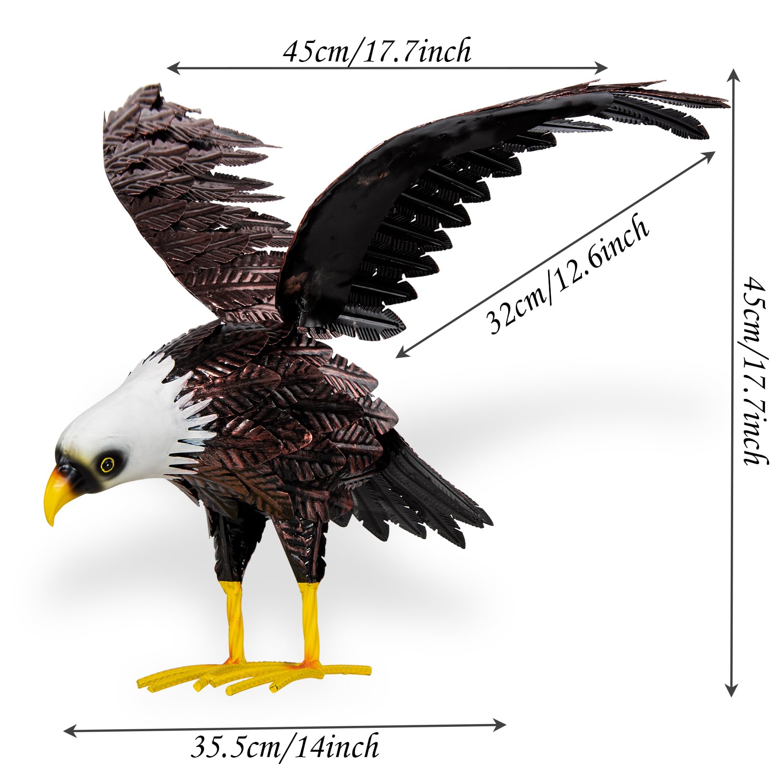 Weißkopfseeadler Statue Gartenskulptur, Metall Yard Art Adler Dekoration, Großer Adler Outdoor Statuen für Garten Hof Rasen Dekoration