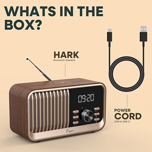 Miniatura 7 de Fuse Hark Altavoz de radio Bluetooth  Cargador inalámbrico de 10 W  Altavoz de radio FM con Bluetooth y entrada AUX  Reloj despertador  Regulador de