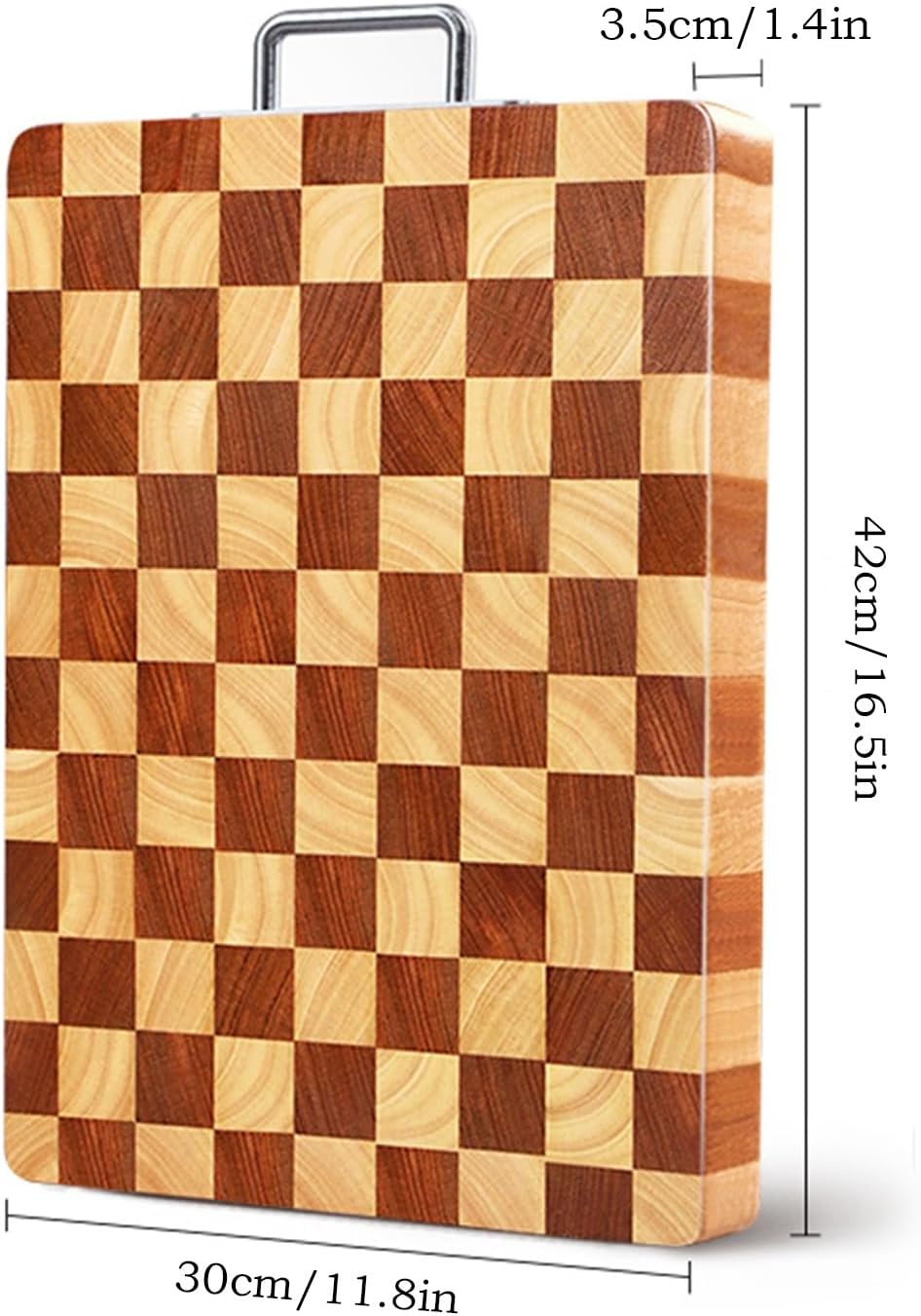 Cutting Boards For Kitchen Acacia Wood Reversible Checkered Chopping Board With Handle Butcher Block Serving Tray For Prep & Presentation(16.5 x 11.8 x 1.4in)