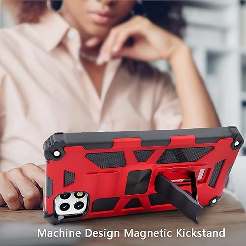 Miniatura 4 de Compatible con Boost Celero 5G (Boost Mobile) Samsung Galaxy A22 5G con vidrio templado, funda delgada de grado militar con soporte magnético para