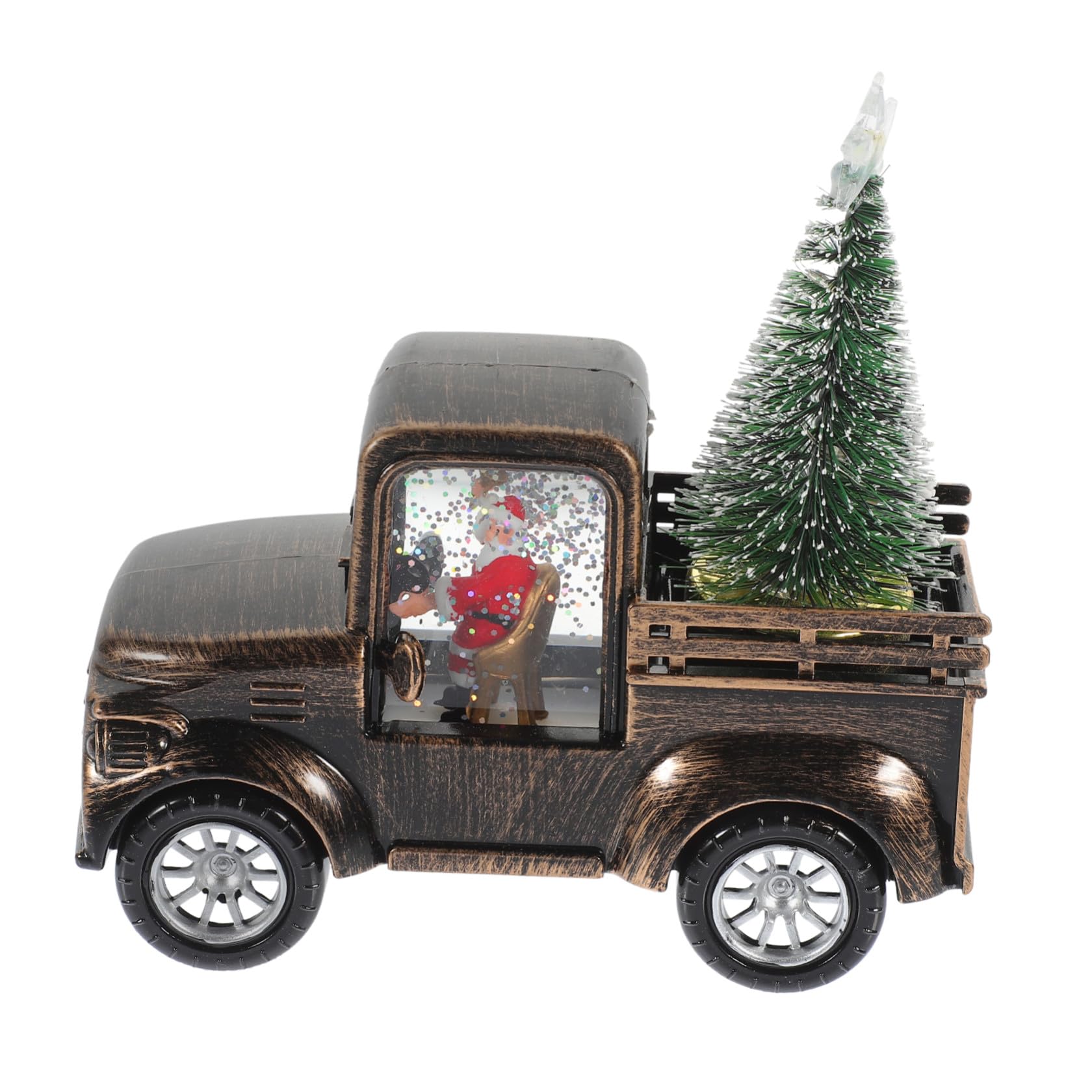 SHINEOFI Decorazione Natalizia Figurina Santa Claus Trattore e Luci a Batteria in Plastica e Resina per Esposizione da Tavolo per Natale e Scaffali