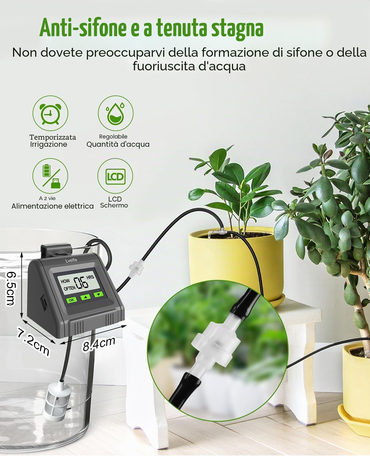 Lvelfe Irrigazione automatica, sistema di irrigazione per interni – volume d'acqua regolabile, può innaffiare 11 piante, set di irrigazione a goccia per piante da interno, piante da balcone, piante in